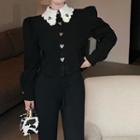 Puff-sleeve Floral Collar Blouse