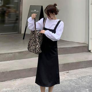 Plain Blouse / Midi Jumper Dress / Set