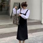 Plain Blouse / Midi Jumper Dress / Set