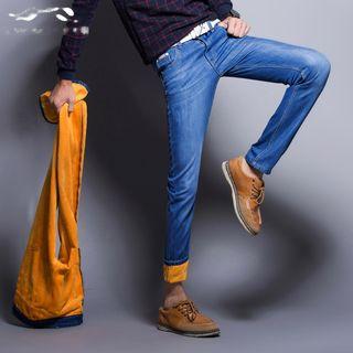 Fleece Lined Straight-cut Jeans