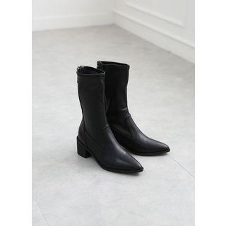 Pointy-toe Block-heel Boots