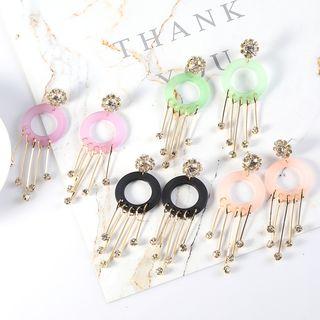 Rhinestone Fringed Hoop Earring