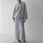 Lettering Print Sweatshirt / Maxi A-line Skirt
