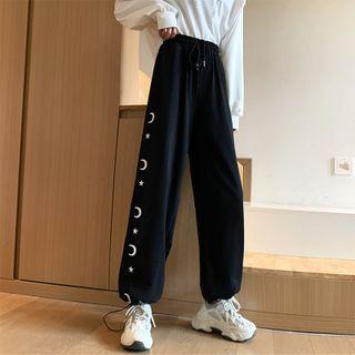 Drawstring High-waist Gathered Cuff Pants