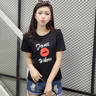 Lips Print Short Sleeve T-shirt