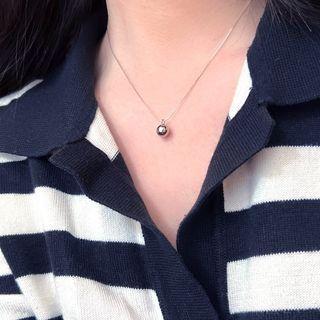 Bead Pendant / Stainless Steel Necklace / Set Set Of 2 - Pendant & Necklace - Silver - One Size