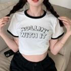 Lettering Cropped Vintage T-shirt