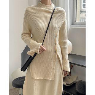 Button-up Asymmetrical Knit Top