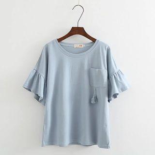 Plain Frill Short-sleeve T-shirt