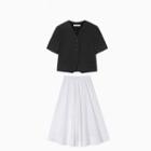 Short Sleeve Blazer / Elastic Waist Oversized Culottes