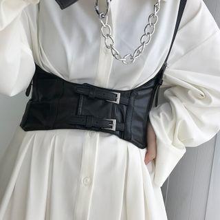 Faux Leather Corset Belt / Denim Corset Bet