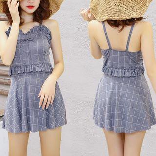 Set: Strip Lattice Swim Top + Skirt