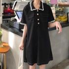 Short-sleeve Corset Trim Polo Shirt Dress