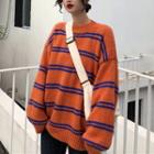 Mock Neck Oversized Striped Sweater