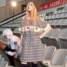 Embroidered Plaid A-line Dress