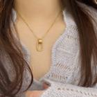 Rectangle Pendant Stainless Steel Necklace Gold - One Size