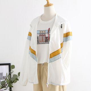 Striped Hood Windbreaker
