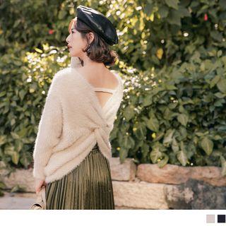 Knotted Open Back Sweater