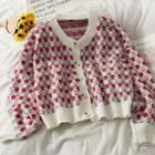 Loose-fit Printed Cardigan Pink - One Size