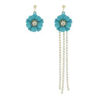 Flower Dangle Earrings (aqua) One Size