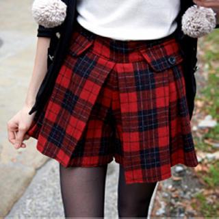 Flap Plaid Culottes