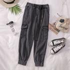High-waist Cropped Cargo Jeans