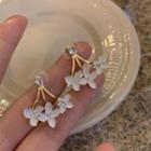 Rhinestone Flower Alloy Earring 1 Pair - Silver Stud - White - One Size