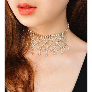 Rhinestone Fringed Choker