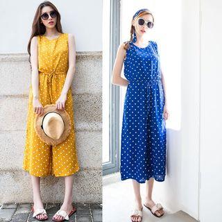 Sleeveless Dotted Cropped Jumpsuit