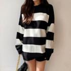 Drop-shoulder Stripe Sweater Black - One Size