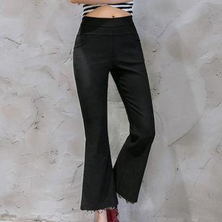 Fray Hem Boot Cut Cropped Pants