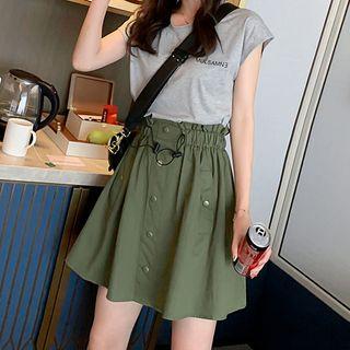 Cap-sleeve Mock Two Piece Mini A-line Dress