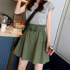 Cap-sleeve Mock Two Piece Mini A-line Dress