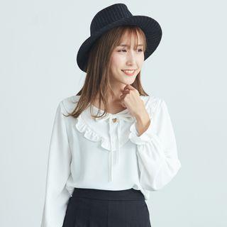 Lace-up Ruffled Trim Blouse
