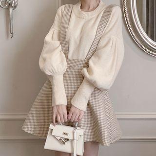 Set : Long-sleeve Sweater + Suspender Skirt