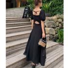Short-sleeve Square-neck Open-back Dress