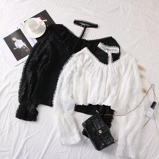 Lace-trim Fringed Choker Top
