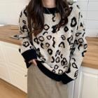 Leopard Print Sweater Camel - One Size