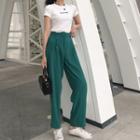 Short-sleeve Lettering T-shirt / Wide-leg Pants