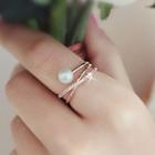 Faux Pearl Rhinestone Layered Ring Open Ring - Rose Gold - One Size