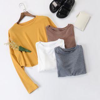 Plain Cropped Long Sleeve T-shirt