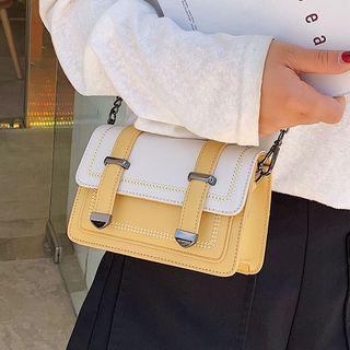 Belt Accent Stitched Crossbody Satchel