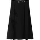 Lace-up Slit Midi A-line Skirt