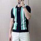 Short-sleeve Color-block Knitted Polo Shirt