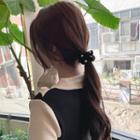 Faux-pearl Velvet Scrunchy Hair Tie Black - One Size