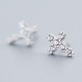 Rhinestone Cross Stud Earring