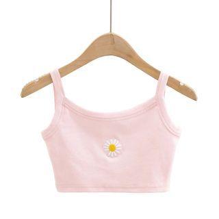 Flower Embroidered Crop Camisole Top