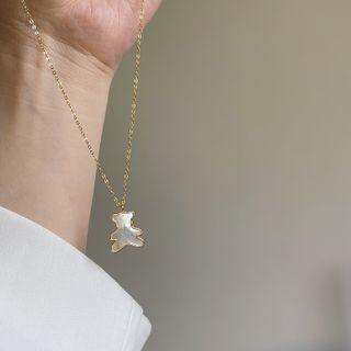 925 Sterling Shell Bear Necklace L328 - Gold - One Size