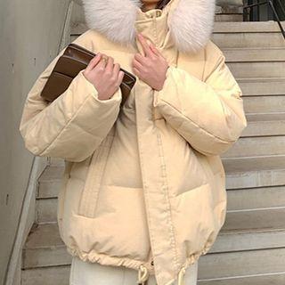 Furry Trim Hooded Padded Jacket / Midi Coat