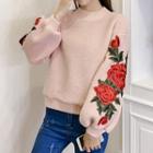 Embroidered Puff Sleeve Loose Top